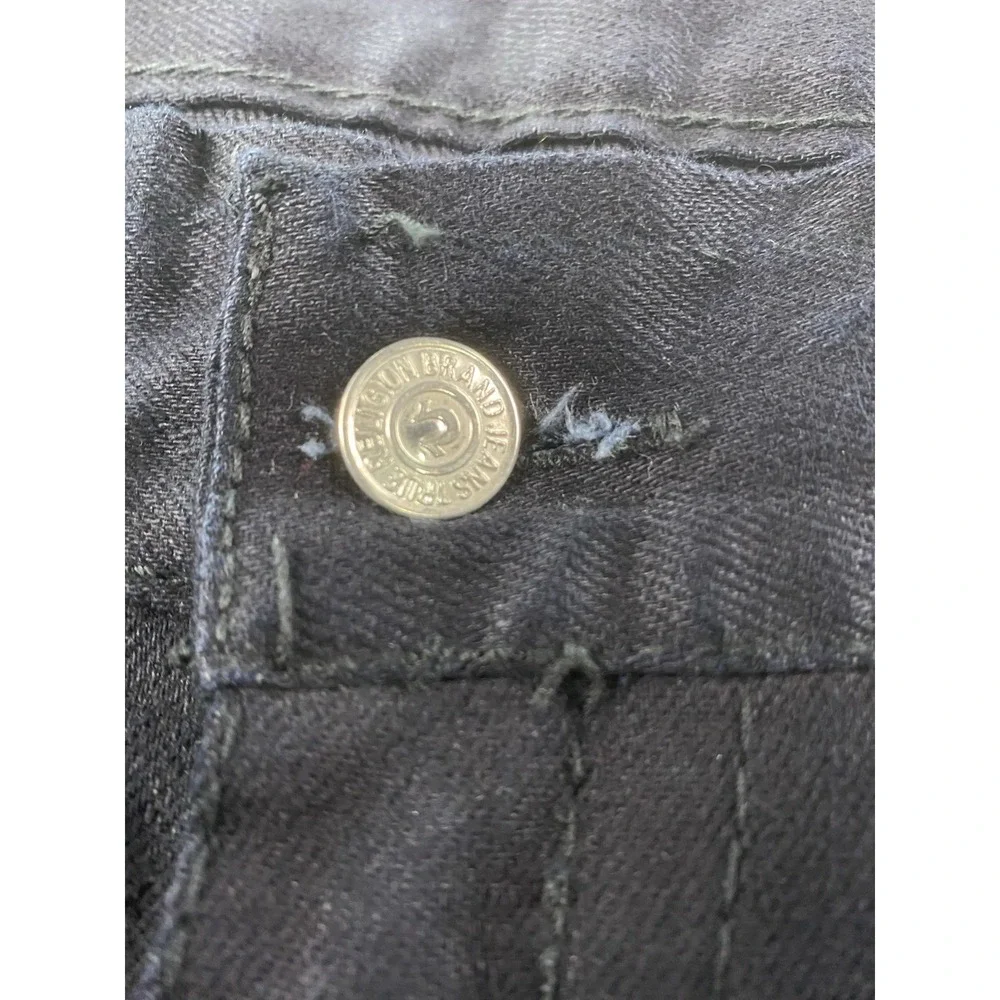 True Religion Jeans Mens 36x33 Black Denim Surf Designer Back Flap Premium USA
